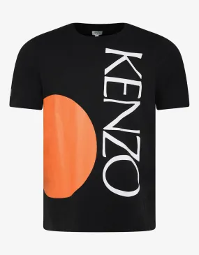 Black Orange Circle Print T-Shirt