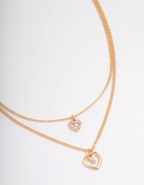 Gold Chain Heart Diamante Necklace