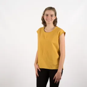 Michelle Cap Sleeve Top in Ochre Flannel (S, L)