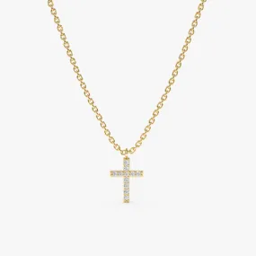 Petite Diamond Cross Necklace, Mary